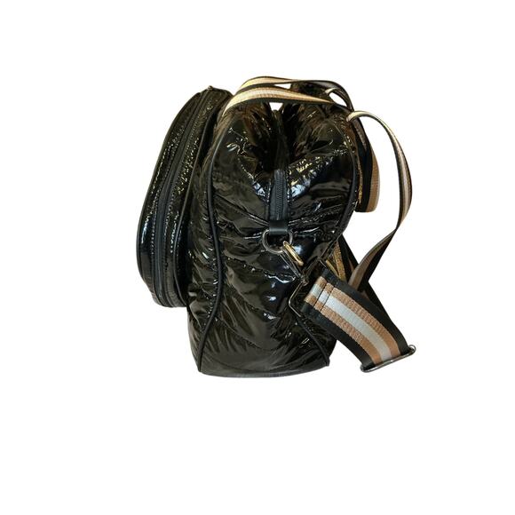 Black Quilted Pickleball Bag Puffer Stripe Strap Paddle Pocket - Picture 9 of 14